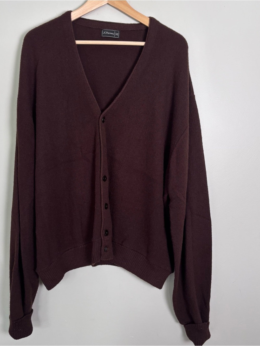 VTG 70'S-80'S JCPenney Acrylic Knit Cardigan-Brown-Men's 2XL-Eclectic Grandpa